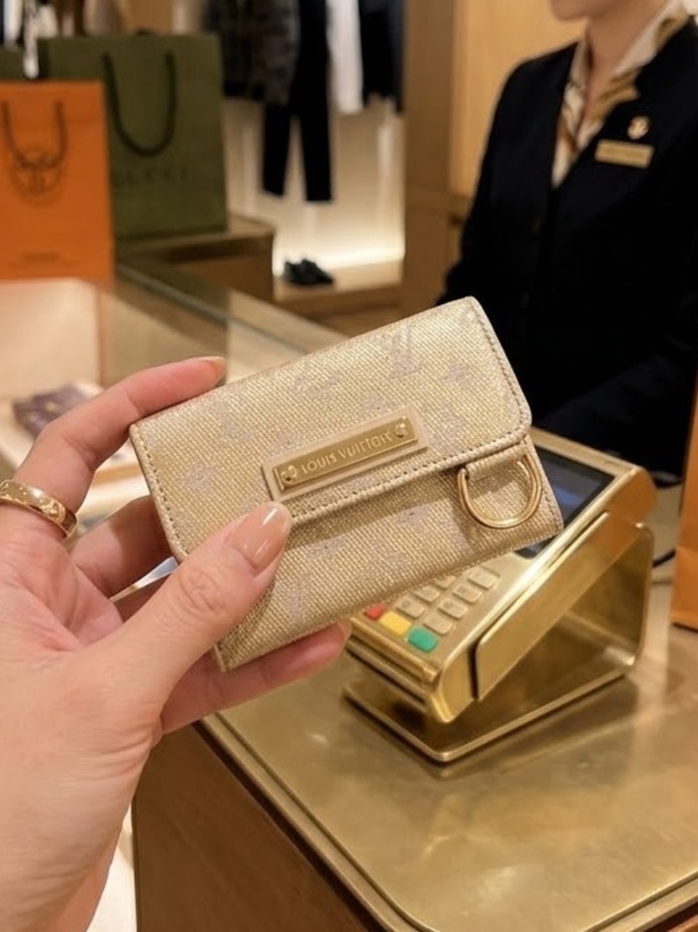 Louis Vuitton Monogram Shine Porte-Monnaie Jacquard Coin & Card Case